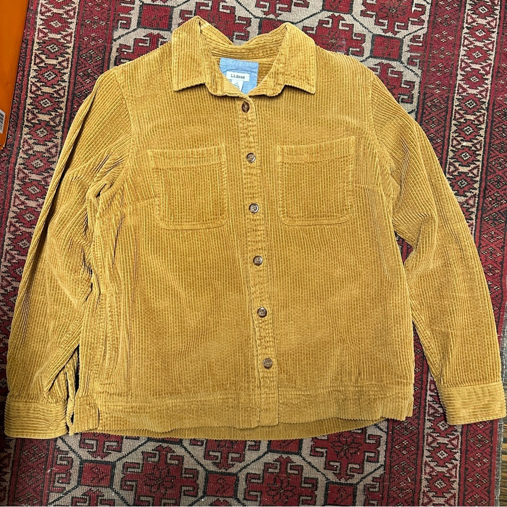 L.L.Bean Brown and Tan Button Down Shirt